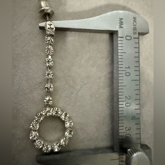 Sparkly Rhinestone Drop Circle Earrings – Elegant Statement Jewelry - Picture 5 of 17